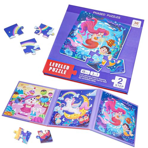 Dislocati Unicorn Gifts for Girls Age 3-6, Jigsaw Puzzle for 3-7 Year Olds Girls Toys Age 3-6 Year Old Girl Gifts Kids Puzzles for 3-6 Year Olds Travel Toys for Toddlers on Plane Magnetic Puzzle