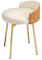 FAANAS Vanity Stuhl Ohne Räder, Mid Century Modern Faux Leder Sessel Stuhl Gepolsterter Drehstuhl mit Metallbeinen für Wohnzimmer und Schlafzimmer, Beige