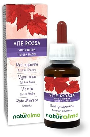 Vite rossa (Vitis vinifera) foglie Tintura Madre analcoolica Naturalma - Estratto liquido gocce 60 ml - Integratore alimentare - Vegano