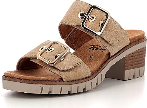 Relife Lehm Damen-Sandalen, Beige, beige, 42 EU