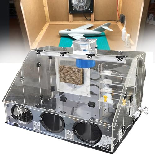 Cabina De Pintura Con AeróGrafo PortáTil, Kit De Cabina De Pintura Con Potente Ventilador, Cabina De Pintura Modelo 40 W, Gabinete De Pintura HerméTico Transparente Para Mesa,Transparent-70x47x40cm