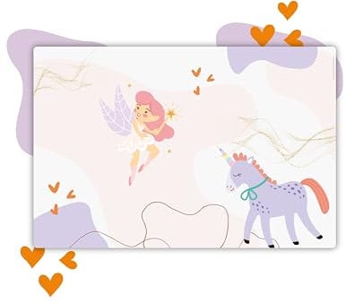 Close Up | Schreibtischunterlage mit Kinder Design | für Kids, Mädchen, Jungen | wasserfest & abwaschbar| perfekt zur Einschulung | 60x40 cm | Schreibtischschutz BPA frei (Einhorn und Zauberfee)