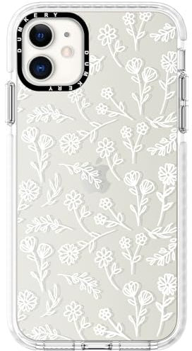 Dumkery Cute White Flowers Case Compatible with iPhone 11 Clear Case, Floral Aesthetic Pattern, Soft TPU Full Body Protection Shockproof Slim Cases Cover for Girls Women