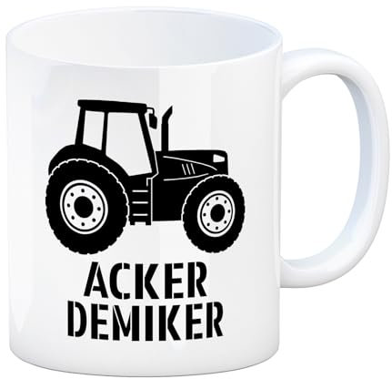 Traktor Kaffeebecher mit Spruch Ackerdemiker Perfekte Tasse für Dorfkind Landwirt und Hochschulabsolvent nach Abschluss Doktor in Ausbildung oder Studium