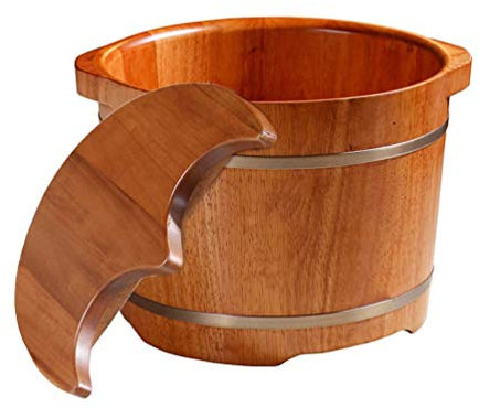 GSKDBCC Fußbad aus Holzfass, Fußbad-Eimer mit Deckel, Fußwaschbecken für Fußbad, Fußbad-Eimer aus massivem Eichenholz, Fußbadewanne (Größe: B), Geschenk (Grün D), Unabhängigkeit Chaser of Light