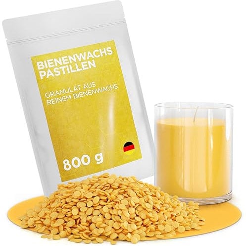 molinoRC 800g Bienenwachs Pastillen [100% natürlich rein ohne Zusatz Anderer Wachse] - Premium Qualität für Kerzen, Kosmetik, Lederpflege, Möbelpflege und Herstellung Bienenwachstücher - Beeswax