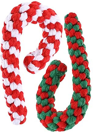 BESPORTBLE 6 Stück Weihnachts Baumwollseil Aus Zuckerrohr Hundebissspielzeug Kauspielzeug Für Welpen Zuckerstangen Seilspielzeug Hundezähne Weihnachten Haustier Kauspielzeug Kleiner