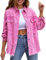 MGizo DtiSpectrum Veste en Jean Vieilli Pour Femme - Jean Boyfriend Déchiré Coupe Ample à Manches Longues, Denim de Camionneur Avec Bouton en Métal
