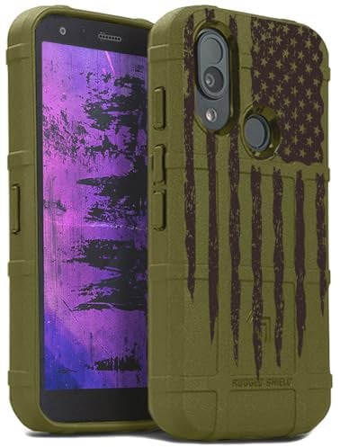 Nakedcellphone Schutzhülle für CAT S62 Pro, Special Ops Tactical Armor Rugged Shield – Armee-Olivgrün, USA-Flaggen-Design