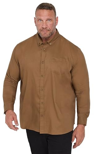 BadRhino Big & Tall Tan Long Sleeve Oxford Shirt - Men's - Plus Size Curve
