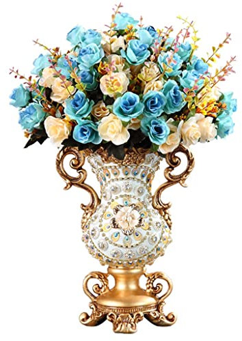SBCGFY European Vintage Resin Large Flower Vases,3D Flowers Angel Binaural Resin Vase,Retro Vase Vintage Vases for Dry Flowers,Centerpiece Table Decorations for Dining Table Liv