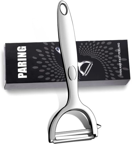 Sparschäler, Edelstahl Gemüseschäler,Schneidemesser mit Wellenschliff，kartoffelschäler, gemüseschäler, Ergonomischer Griff (Flache)