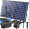 Biling 50W Solar Pond Filter Kit, 2100L/H Biological Solar Pond Filtration System Clean Water for Up to 4000L Koipond Waterfall with 3 Nozzles Adjustable Valve