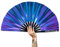 WONKIWEAR Fan, Folding Hand held, Luxury Holographic, Iridescent, Glitter, Large Strong Black Bamboo, Unisex for Raves, Festivals, Concerts, Drag Queen, Clack Fan, Gay Pride (Peacock Iridescent)
