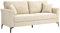 HOMCOM 2 Sitzer Sofa, Couch mit Leinenoptik, Metallbeine, Polstersofa, Gepolsterter Doppelsofa für Wohnzimmer, Schlafzimmer, 179 x 80 x 89 cm, Beige