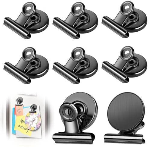 8 Stück Magnetklammern,Magnetischer Clip,Magnet Klammer Stark für Magnettafel Kühlschrank Whiteboard (Schwarz)