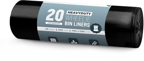 Ecobag - 20 Pack Eco-Friendly Wheelie Bin Liners - 240L - Heavy Duty & Leak Resistant Recycling Bags for Garden, Kitchen, House, Office & Caterers (1194 × 1325mm)