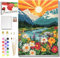 Mountain Paint by Numbers for Adults with Frame, Landscape Painting by Numbers, Paint by Numbers Kits with Box for Gifts and Home Wall Decor 12x16inch