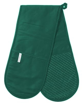 QFUNACCESS 7.5 x 32 Inches Heat Resistance Double Oven Mitt with Flexibility Cotton, UP to 450 F Heat Resistant (Green)