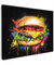 MuchoWow© Bild auf Leinwand 80x60 cm Schlafzimmer Bilder Badezimmer Wand Deko Wohnzimmer Modern Wanddeko Bilderwand Geschenk Hamburger - Graffiti - Farbe - Bunt - Essen - Abstrakt