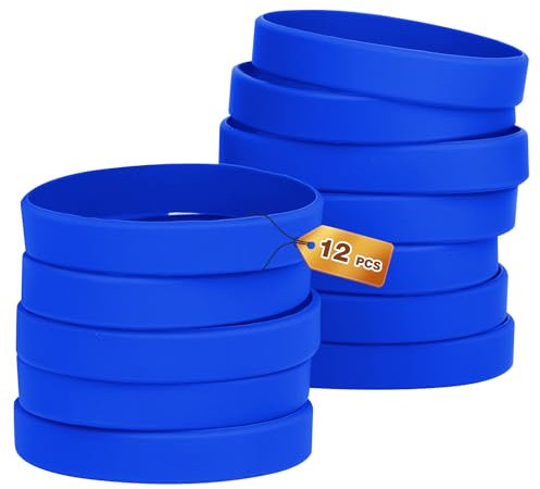 HONTIUS 12PCS Silicone Wristbands, Rubber Wristbands Blank Bulk Wrist Bands Universal Wristband Set for Sport Suitable Men Women Blue