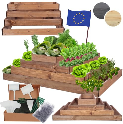 MODO24 Hochbeet Holz, Blumenkasten, Gartenbeet, 36x117x60cm, Braun | Robustes Kräuterbeet & Pflanzbeet aus Kiefernholz, Dekoratives Blumenbeet & Gartenbeet für Garten, Balkon & Terrasse