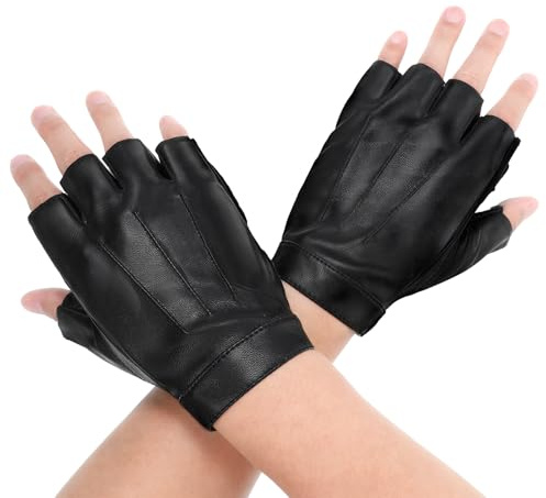 Fingerlose Fahrhandschuhe, fingerlose Handschuhe für Herren, PU-Kunstleder, Fahren, Leder, Radfahren, Halbfinger, Motorrad, ungefüttert, Outdoor-Sport, Cosplay, Kostüm, Halbfinger-Handschuh für Männer