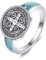 URONE Ring des Heiligen Benedikt 925 Sterling Silber Siegel Ring mit St. Benedikt Medaille Religiöser Schmuck Geschenke für Frauen und Männer #10