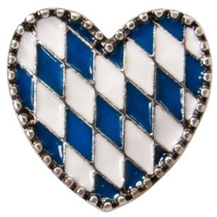 Alpenflüstern Ansteck-Pin Herz Bayern weiß-blau - Trachten-Anstecker, Trachtenschmuck für Damen und Herren (antik-silber-farben) API144