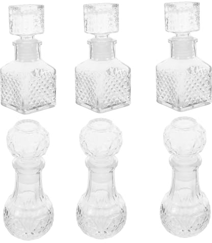 WRITWAA 6pcs Crystal Wine Bottle Decanter for Wine Whisky Elegant for Wedding and Festive Occasions Glass Decanter Glass Liquor Bottle Trial
