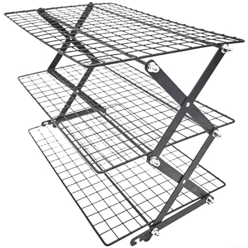 234Tier Folding Cooling Rack With Collapsible And Stackable Design For Baking, Optimized For Multi Level Cooling Of Baked Goods And Compact Storage(Three-layer)