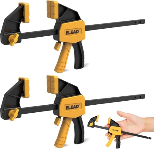 6 Mini Bar Clamps for Woodworking, 2-Piece One-Handed F Clamp/Spreader, 75LBS Load Limit Wood Clamp, Quick Release Grip Clamps for Table Wood Working, Light-Duty Tools