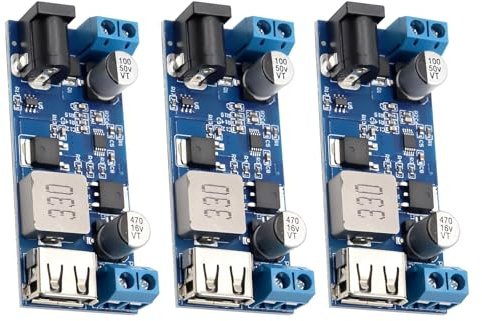 Step Down Converter Ulegqin Step Down Convertitore DC 24V/12V su 5V 5A Alimentatore 5V 5A Buck Converter Module con porta USB Buck Modulo Supporta la ricarica rapida con Arduino y DIY (3 pezzi)