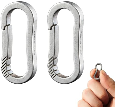KEEPO LINK Mini titankarbinhake snäppkrok, 2 stycken, OLL03 | Svart, liten nyckelring snabbutlösare, koppling för hundmärke, vindspel, fågelmat och ficklampa