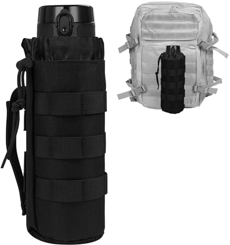 Alaoo Travel Water Bottle Bags, Water Bottle Carrier Bag for Hiking, Waist Mounted Water Bottle Bag with Man and Woman for Outdoor, Climbing, Walking, Fitness, Black