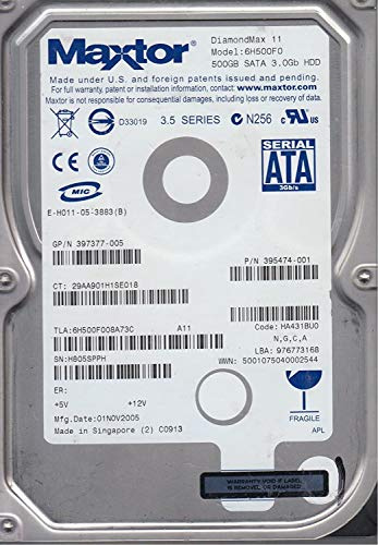 6H500F0, Code HA431BU0, NGCA, Maxtor 500GB SATA 3.5 Hard Drive