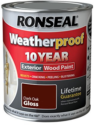 Ronseal Weatherproof 10 Year Exterior Wood Paint Gloss 750ml Dark Oak