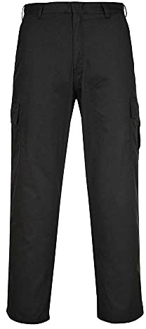 Portwest C701 Combat Trousers Bartacked at All Stress Points Ferrous Free | Black, 26 Waist, UPF 50+, Straight Fit, 65% Polyester, Polycotton, Hook and Bar Closure, Reinforced Seams, Durable, Workwear