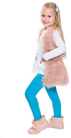 FUTURO FASHION Girls Children Full Length Plain Cotton Leggings Cycling Casual Wear Infant Trousers Leggings Solid Tights Pants for Kids 9 Years Turquoise Child