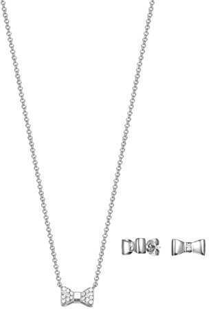 ESPRIT Damen-Schmuckset Halskette + Ohrringe JW52881 & Ohrstecker SET 925 Silber rhodiniert Zirkonia transparent-ESSE91027A420