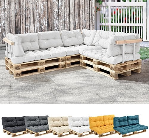 [en.casa] 1x Sitzkissen für Euro-Paletten-Sofa Weiß Palettenkissen Auflage In/Outdoor Polster Möbel