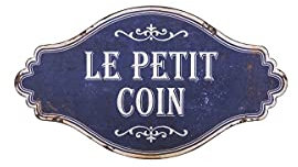 Antic Line Plaque Petit Coin Vintage Toilettes Rectangulaire Bleu Métal Montage Mural