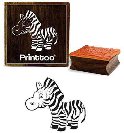 Printtoo Zebra-Muster Holz Quadrat Stempel Handwerk Textile Brown Briefmarken-2 x 2 Zoll