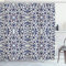 ABAKUHAUS Arabeske Duschvorhang, marokkanische Oriental, Stoffliches Gewebe Badezimmerdekorationsset mit Haken, 175 x 180 cm, Vermilion Indigo
