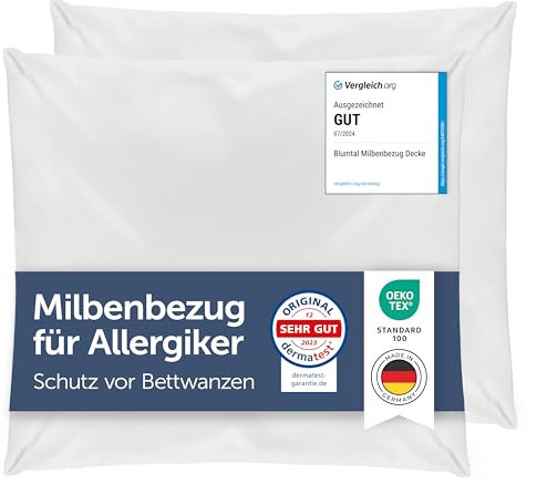 Blumtal® Milbenbezug Kissen 80x80 cm 2er Set - Oeko-TEX zertifizierte Allergiker Bettwäsche Kissen 80x80 cm - Kissenbezug gegen Hausstaubmilben - Allergie Bettwäsche Set Anti Milben 80x80 cm Kissen