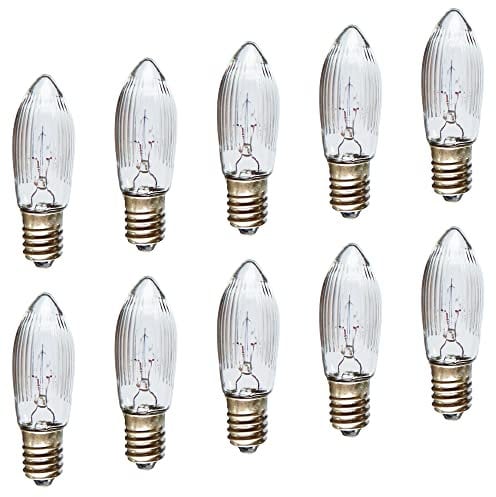 AUSWAHL - netSells - 10er Set - 12V 3W Topkerze für AUSSEN - für 20 Brennstellen - Riffelkerze Spitzschaftkerze - für Schwibbogen u. Lichterketten - klar