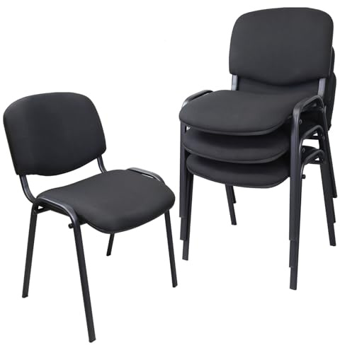 Stapelstuhl/Besucherstuhl/Konferenzstuhl/Bürostuhl/Home-Office-Stuhl/Schwarz, Modernes Design mit Stoff-Bezug für Büro, Office, Konferenz, Stapel, Zimmer, Pausenraum, Eingang