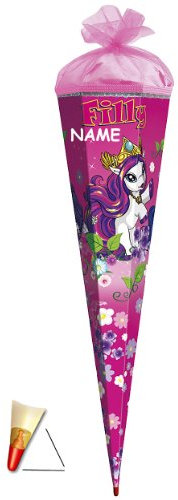 alles-meine.de GmbH personalisierte 3D LED Licht & Leucht - Schleife - verschiedenes Zubehör frei wählbar - passend für Schultüte - Filly Pferde 22/35 / 50/70 / 85 cm - incl...