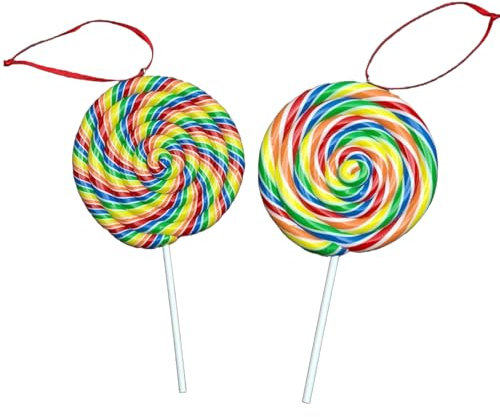 SHATCHI Christmas Tree Hanging Decorations Lollipop Pendants Candy Cane Tree Wall Home Décor Ornaments 2pcs Set, 12x8cm
