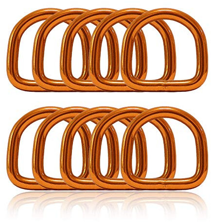 Ganzoo D - Ring aus Stahl, 10er Set, Innenmaß 21mm, Materialstärke 4mm, DIY Hunde-Halsband, nichtrostend, geschweißt, Ideal mit Paracord 550, Farbe orange